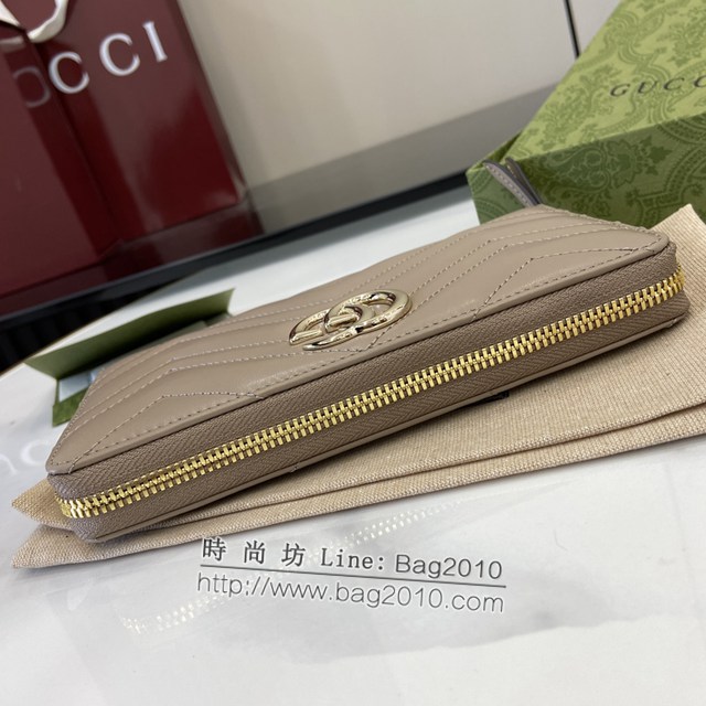 Gucci專櫃古馳最新款Marmont系列絎縫拉鏈長錢包 jh2366型號：443123